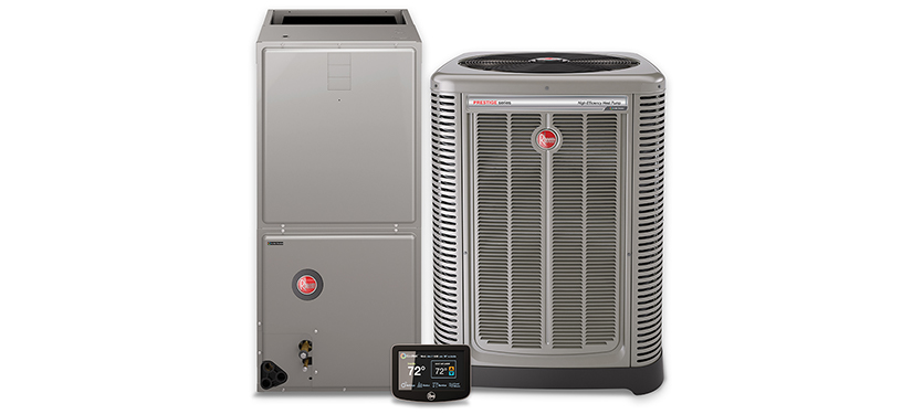 rheem thermostat and indoor/outdoor air conditioner setup